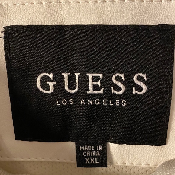 GUESS White Men's Zip-Up Moto Jacket - Picture 2 of 6